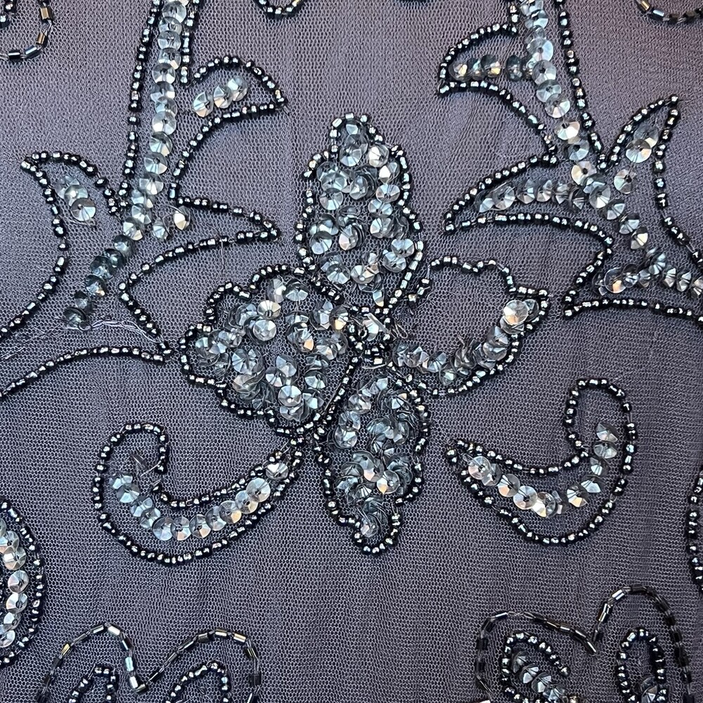 Pisarro Nights Heavily Beaded Mesh Maxi Dress SZ 14 Gatsby Formal Evening Gown - Picture 13 of 16